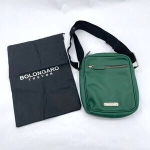 Bolongaro Trevor Green Leather Flight Bag Nylon Strap